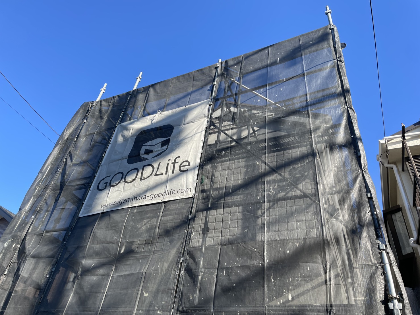 相模原市南区O様邸外壁塗装工事　足場架設工事