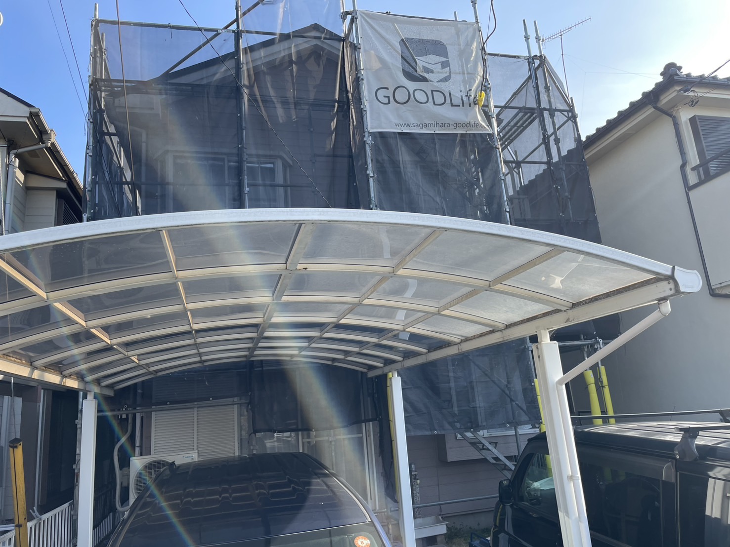 相模原市南区H様邸外壁屋根塗装工事　足場架設工事